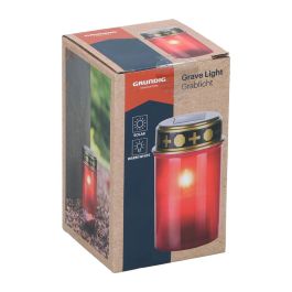 Grundig Vela LED Solar para Cementerio, Luz Cálida, Roja, Ø6,5 x 12 cm