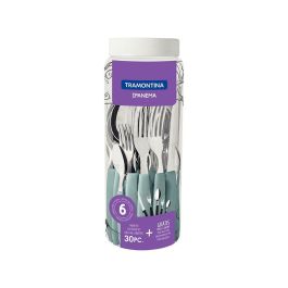 Tramontina Cubertería 30 Piezas Azul Acero Inoxidable Mango Polipropileno
