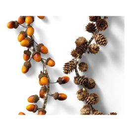 Guirnalda de 15 Micro LED, 110 cm, Luz Cálida, Interior, Piñas o Bellotas, con Programador, Pilas AA
