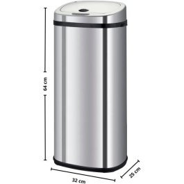 Kitchen Move LARGO Papelera de Cocina Automática 42 L Acero Inoxidable con Flejes