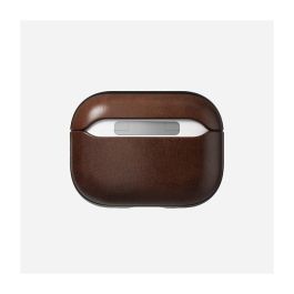 Nomad Modern Leather Case Funda de Cuero Marrón para Apple AirPods Pro 2, Material: Cuero, Microfibra y Policarbonato