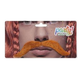 Bigote Pelirrojo Curvado Para Disfraz De Vikingo - Accesorio Vikingos Castaño Adulto