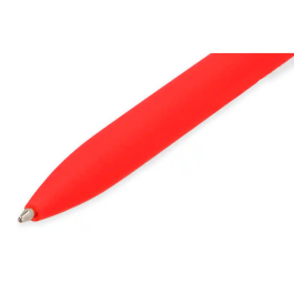 Liderpapel Bolígrafo Retráctil Soft Touch - Punta 1 mm, Tinta Roja, Cuerpo Rojo con Clip