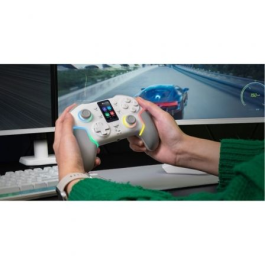 Mars Gaming MGP-V3 Gamepad Inalámbrico Blanco, Pantalla LCD, Joysticks Hall Effect, Triple Conexión Bluetooth/2.4G/Cable, Compatible con Switch, Switch 2, PC, Android, iOS