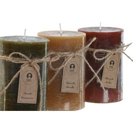 DKD Home Decor Vela de Cera 300 gr 55 horas Mostaza Verde Burdeos 6.8x10x6.8 cm Pack 12 Unidades Surtido Aleatorio