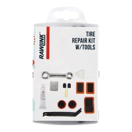 Rawlink Kit Reparación Pinchazos con Herramienta, 14 Piezas, Llave Inglesa, Palancas, Válvulas y Gomas