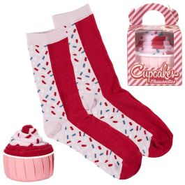 The Concept Factory Par Calcetines De Postre Mujer Talla 36-40 Modelos Surtidos: Donut Rosa, Donut Verde, Cupcake Rosa, Cupcake Azul