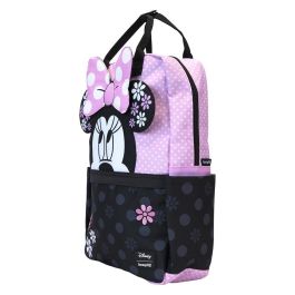 Loungefly Minnie Disney Rock the Dots - Mochila de nylon floral con detalles de apliques y bordados, tirantes ajustables
