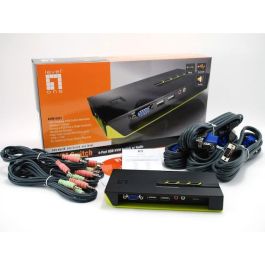 LevelOne KVM Switch 4 puertos VGA USB Audio hasta 2048x1536 Pixeles para 4 Computadoras