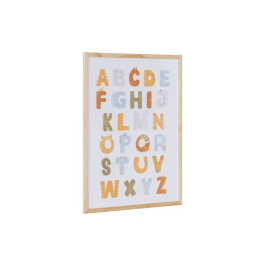 Pizarra Blanca Bi-Office Magnetica Acero Lacado Blanco Marco De Madera Con Alfabeto Para Niños 600x450 mm