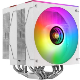 Mars Gaming MCPU-X26 Disipador CPU de Doble Torre, 6 Heatpipes, 2 Ventiladores ARGB de 120mm, 350W TDP, Blanco, Compatible con Intel LGA 1700/1200 y AMD AM5/AM4