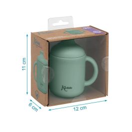KioKids Taza de Silicona con Asas y Boquilla para Bebés +4 meses, Uso Alimentario, 120ml, Color Sage, Apta Lavavajillas, Microondas, Congelador