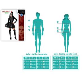 Disfraz Esqueleto Negro Con Falda Brillante Y Sombrero Para Mujer Adulto Talla XS-S