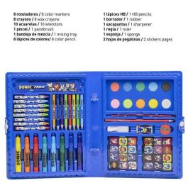 Cerdá Set de Papelería Coloreable Sonic Prime en Caja Azul Oscuro - Para Niños 2-8 Años - 45x26.7x3 cm