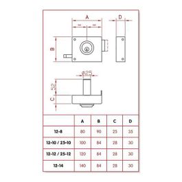 Jis Cerradura de sobreponer golpe y llave 120mm derecha dorado 12-12d
