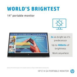 HP E14 G4 Monitor Portátil con Conexión USB-C, Pantalla Extra Brillante y Soporte Abatible para Máxima Productividad y Trabajo Flexible