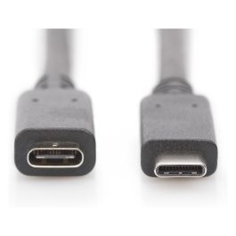 Digitus Cable Extensor/Alargador USB 2.0 Tipo C Macho a Tipo C Hembra 1.5 Metros, Velocidad 480 Mbps, Negro