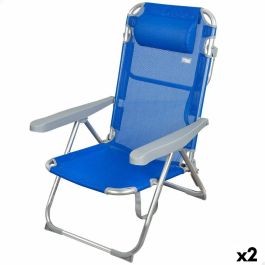 Silla de Playa Aktive Plegable Azul 48 x 90 x 60 cm (2 Unidades)