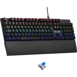 THE G-LAB Teclado Mecánico para Juegos KEYZ-CARBON, Interruptor Azul, Retroiluminado, Reposamuñecas, FR Precio: 57.49999981. SKU: B164HPH3MG