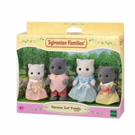 Sylvanian Families Set de 4 Figuras Articuladas Familia Gatos Persas: Mamá, Papá, Hijo e Hija con Ropa Removible