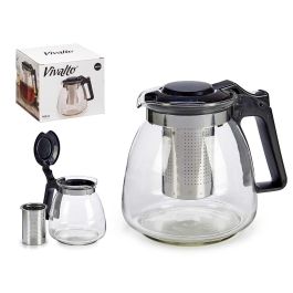 Tetera Vivalto Cristal 900 ml, 16x12.5x12.5 cm, Plata/Negro/Transparente (12 Unidades) Precio: 49.69000036. SKU: S3608815