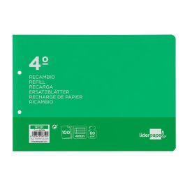 Recambio Liderpapel Cuarto Apaisado 100 H 2Tca-01 Cuadro 4 mm 2 Taladros Con Margen