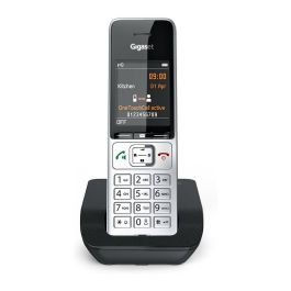 Gigaset COMFORT 500 Teléfono DECT Inalámbrico con Manos Libres, Identificador de Llamadas, 200 Entradas, Negro/Plata