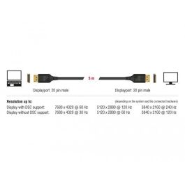 Delock Cable DisplayPort 1.4 8K Ultra HD 60Hz, 5K 120Hz, 4K 240Hz, 32.4 Gb/s, HDCP 2.2, 28 AWG, Triple Apantallado, 5 m para Monitores PC TV Delock Cable DisplayPort 1.4 8K Ultra HD 60Hz, 5K 120Hz, 4K 240Hz, 32.4 Gb/s, HDCP 2.2, 28 AWG, Triple Apantallado, 5 m para Monitores PC TV
