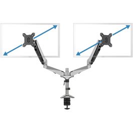 Digitus DA-90353 Soporte de Mesa para 2 Monitores hasta 32" (81 cm), 8 kg, Abrazadera, Negro/Plata