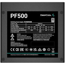 DeepCool PF500 Fuente Alimentación 500W 80 PLUS para PC/Servidor ATX No Modular Color Negro