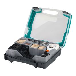 Wolfcraft 4645000 Juego Universal de Maestro de Ensamblaje para Madera con 79 Piezas para Unir Madera con Espigas 6, 8 y 10mm