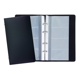 Liderpapel Tarjetero 4 Anillas 15 Fundas 4 Departamentos Negro Capacidad 120 Tarjetas 145x265 mm