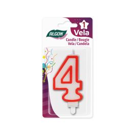 Algon Vela Blanca con Borde Rojo N.4, 7 cm de altura (36 Unidades)
