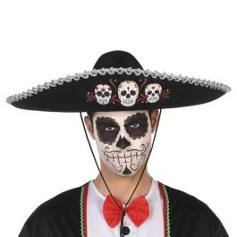 Sombrero Mariachi Negro con Calaveras Coloridas para Disfraz de Día de los Muertos / Halloween, Accesorio de Polyester para Adulto Precio: 6.89000015. SKU: B13KXFFAB9