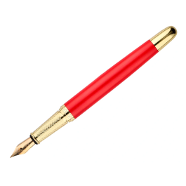 Belius Passion D'or Pluma Estilográfica Aluminio Cepillado Rojo Dorado Tinta Azul Caja Diseño M