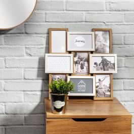 Home Deco Factory Marco 9 Fotos Madera y Blanco para 9 fotos de 10x15 cm