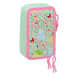 Estuche Escolar con Accesorios Disney Princess Bloom Rosa Aguamarina 12,5 x 19,5 x 5,5 cm 37 Piezas