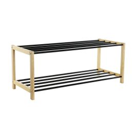 DKD Home Decor Zapatero Básicos Mueble Organizador de Pino y Acero Negro Natural Desmontable - Ancho 80 x Fondo 31 x Alto 32 cm Precio: 34.50000037. SKU: B15H3TAZMV