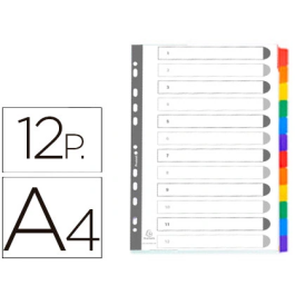 Exacompta Separadores Cartulina Blanca 160 gr 12 Posiciones A4 Pestañas Colores Precio: 1.49999949. SKU: B19M2C49KQ