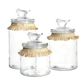 Bote Basicos DKD Home Decor Transparente Natural 11 x 22 x 11 cm Set de 3