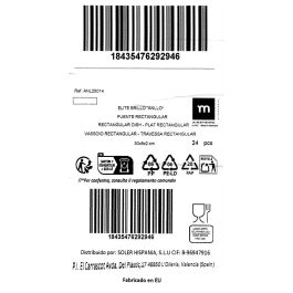 La Mediterranea Fuente Rectangular Anllo Elite Brillo 30 x 8 cm (24 Unidades)