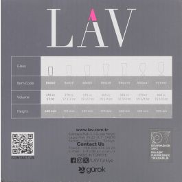 LAV Set 6 Vasos Cerveza 350 cc con 6.5 cm Ancho, 14 cm Alto, 6.5 cm Largo (8 Cajas)