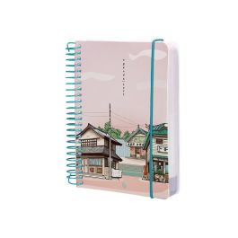 Agenda Espiral Liderpapel Santorini A6 2025 Dia Pagina Atardecer Rosa Papel 60 gr