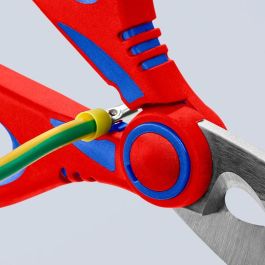 Knipex 95 05 10 SB Tijera de Electricista con Crimpado, Acero Inoxidable, Mango Plástico Azul/Rojo, 190mm