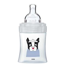 Dodie Sensation + Biberón Anticólico Paris de Vidrio 150 ml, Tetina Plana para Leche Materna, Sin BPA, Antifugas