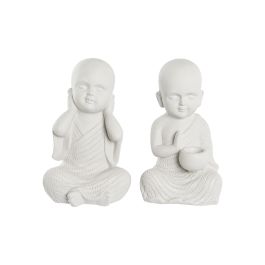 DKD Home Decor Figura Oriental Monje Blanco Magnesia 25.5 x 39 x 19 cm (2 Unidades)