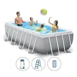 Intex Piscina Rectangular Desmontable Prism Frame 400x200x100cm con Depuradora y Escalera (6836 Litros, +6 años)