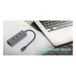 I-tec Hub USB-C con 4 Puertos USB 3.0 para Ordenador Portátil, Tablet y Teléfono Inteligente, Conexión Rápida de Datos y Carga