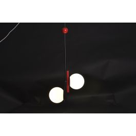 DKD Home Decor Lámpara de Techo Urban Negro Rojo Blanco Metal Cristal Abstracto 44 x 120 x 44 cm