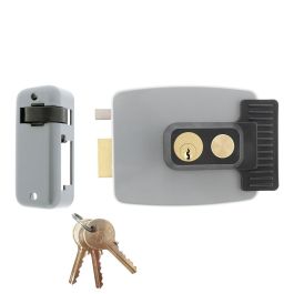 Jis Electro cerradura de sobreponer izquierda 1903i, 12V/AC, cilindro regulable 30-80mm, pulsador apertura